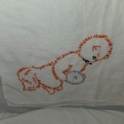 Vintage Embroidered Cross Stitch Dish Towels Flour Sack Orange Cat 6 Towel Set