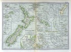 1902 Century Map - New Zealand Aukland Pacific Ocean Fiji Samoa Marshall Guam 