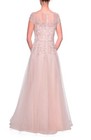 La Femme Blush Floral Lace Applique Sparkle Tulle A-line Evening Gown Sz 20  575