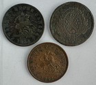 Three Bank Of Upper Canada Copper One Penny Bank Tokens 1842 1852 1854 3 Pc Lot