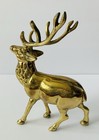 Vintage Brass Antlered Deer Elk Stag Figurine 9 25    Tall
