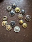 Antique Victorian Metal Button Lot   Brass Floral Enamel Sewing Jewelry Craft