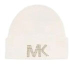 Michael Kors Womens Cream Knit Dome Logo Studded Beanie Hat And Scarf Set Nwt