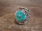 Native American Sterling Silver   Turquoise Ring - Lee - Size 10 5