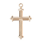 Fleur De Lis Tipped Gold Plated Sterling Silver Cross Medal Necklace  18  Chain