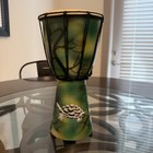 Hand Carved Wood Djembe Bongo Drum 12  Sea Turtle Airbrush Green Indonesia Bali