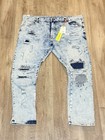 Smoke Rise Men s Skinny Slim Fit Distressed Light Wash Blue Denim Jeans 46