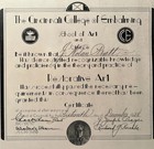 1930s Cincinnati College Embalming Certificate Ohio Mortuary Deco Vtg Antique