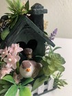 Hand Painted Spring Garden Mini Wood Birdhouse Decorated Tiered Tray Birds New