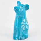 Hand Carved Kisii Soapstone Tiny Miniature Sky Blue Puppy Dog Figure Made Kenya