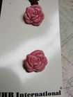 Vintage Jhb Buttons Pink Roses Ceramic Rose 1999 Italy 5 8  Nos Fans Flowers Nov