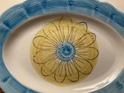 Corona Majolican Hand Painted Oval Platter   White  Blue   Yellow   10 5 X 7 75