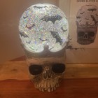Cracker Barrel Halloween 2022 Skull Base Glitter   Bats Lighted Glitter Globe