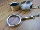 Set Of Two Brass Pocket Magnifier Key Chain Antique Vintage Magnifying Glass