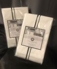 Two Embroidered Frame Euro Pillow Shams Hotel Collection Black white Nwt  370