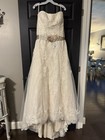 Nwt David   s Bridal Strapless Wedding Dress Ivory Lace With Champagne Satin 