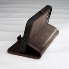  Leather Case Compatible With Iphone 14     Genuine Leather Wallet Dark Brown