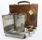 Antique Brooks Brothers Barware Briefcase  J Dixon   Sons England  Flasks   Cups