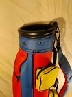Vintage Retro Golf Bag 80s Red Blue Yellow Great Condition 30in Tall Rare Find