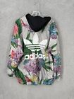Adidas Originals Hoodie Womens M Floral Windbreaker 1 4 Zip Pullover Lilacs