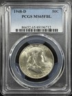 1948-d 50   Franklin Half Dollar Pcgs Ms65fbl