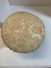 Cricket Stool With French Toile Upholstery Brass Head Tacks