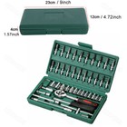 46pcs Metric Socket Set Ratchet Torx Wrench Kit 1 4  Drive Repair Tool With Case