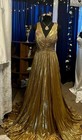 Gold Metallic Satin Formal Evening Gown