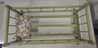 Vintage Wooden Rocking Doll Cradle Crib Bed  Seafoam Green Paint  W pillow 