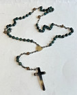 Vintage Holy Rosary Dark Green Brown Acrylic Beads