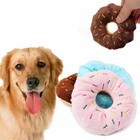 Soft Donut Plush Chew Toy With Squeaker     Fun Interactive Toy For Dogs