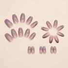 24pcs Shiny Aurora Purple Gradient Press-on Nails Gold Glitter Stars Medium