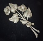 Vtg 925 Silver Flowers Brooch Lapel Pin old Estate collectible 17 Grams 3 3 8 