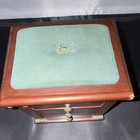 Wood Sewing Box W  3 Drawers  Green Pincushion Top  8 Thread Spools