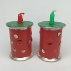 Vintage 1970s Sewing Thread Spool Christmas Candle Holders Set Of 2