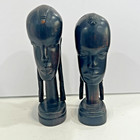 Ebony Wood Hand Carved African Tribal Pair Vtg Art Sculptures