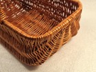 Tan Rectangular Wicker Berry  Basket W Handle Freestanding Primitive Fashion 