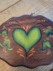 Vintage Handmade Hand Painted Wood Folk Art Heart Floral Wall Plaque Signed 1963