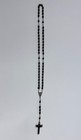 Vintage Italian Catholic Madonna Black Rosary Crucifix Virgin Mary Medal Wood Do