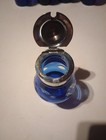 Antique Victorian Cobalt Blue 5 Piece Cut To Clear Glass Cruet Castor Set 
