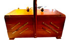 Vintage Accordion-style 3 Tier 6 Compartment Fold Out Sewing Box Wooden