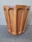 Vtg 1970s Wood Teak  Oak  Trash Garbage Can Bin Basket Bucket