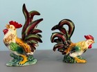 Set Of 2 Vintage Rooster Chicken Figurines Colorful Japan 7  9 