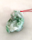Chinese Hand Carved Greenish White Jade Dragon s Son Fortune Foo Dog Pendant
