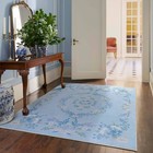 Ruggable 5 x7  Washable Bridgerton Aubrey Hall Garden Area Rug Blue