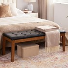 Ottoman Bench Upholstered Padded Seat With Solid Wood Legs And Buttontufted Big 