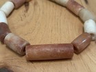 Vintage Antique Ancient  Large Cylinder Rose Quartz  Beads Beaded Necklace 18   