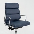 2010s Herman Miller Eames Soft Pad Executive Desk Chair Blue Leather Upholstery