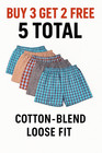 Men Cotton-blend Boxer Shorts 5 Pack   Buy 3 Get 2 Free   Soft Loose Comfy Fit