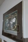 Vintage Framed Foil Blaeu Wall Map Old   New World 30  X 24 